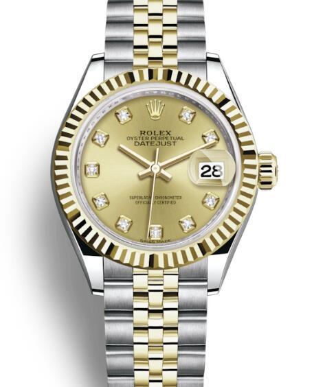 28MM Rolex Datejust Fake Ladies’ Watches With Fancy Diamond Champagne Dials For Hot Sale