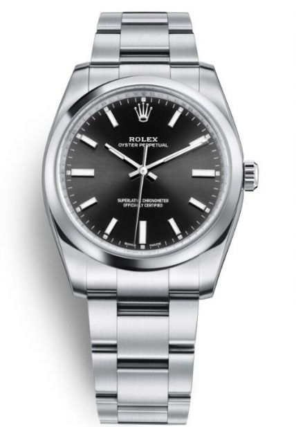 Classic 34MM Rolex Oyster Perpetual Fake Watches With Black Dials Of Reliable Styles