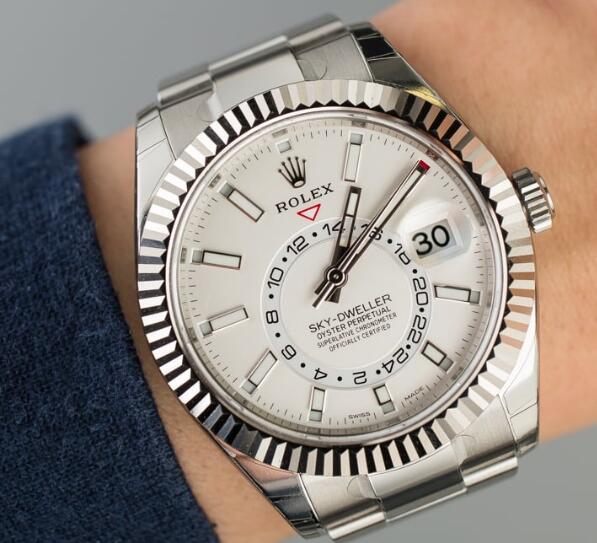 Classic Rolex Sky-Dweller Knockoff Watches Made From Oystersteel And White Gold