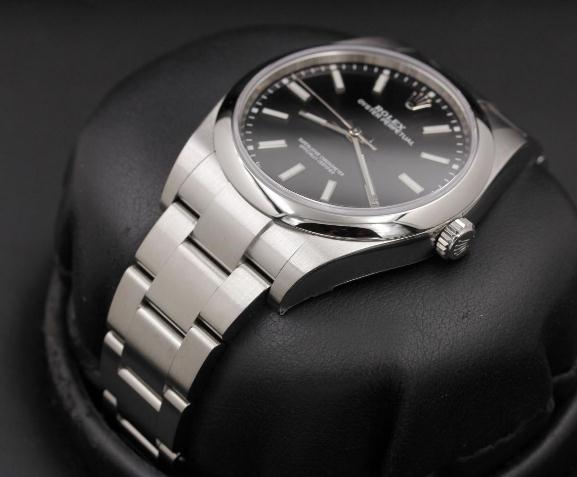 Classic Rolex Oyster Perpetual Replica Watch With Black Dial For Men