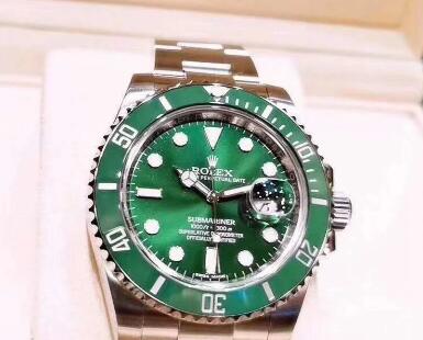 The green Submariner looks fresh and pure.