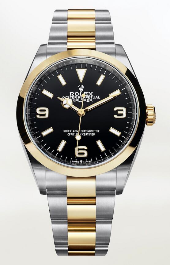 Online replica watches perfectly combine Oystersteel and gold material.